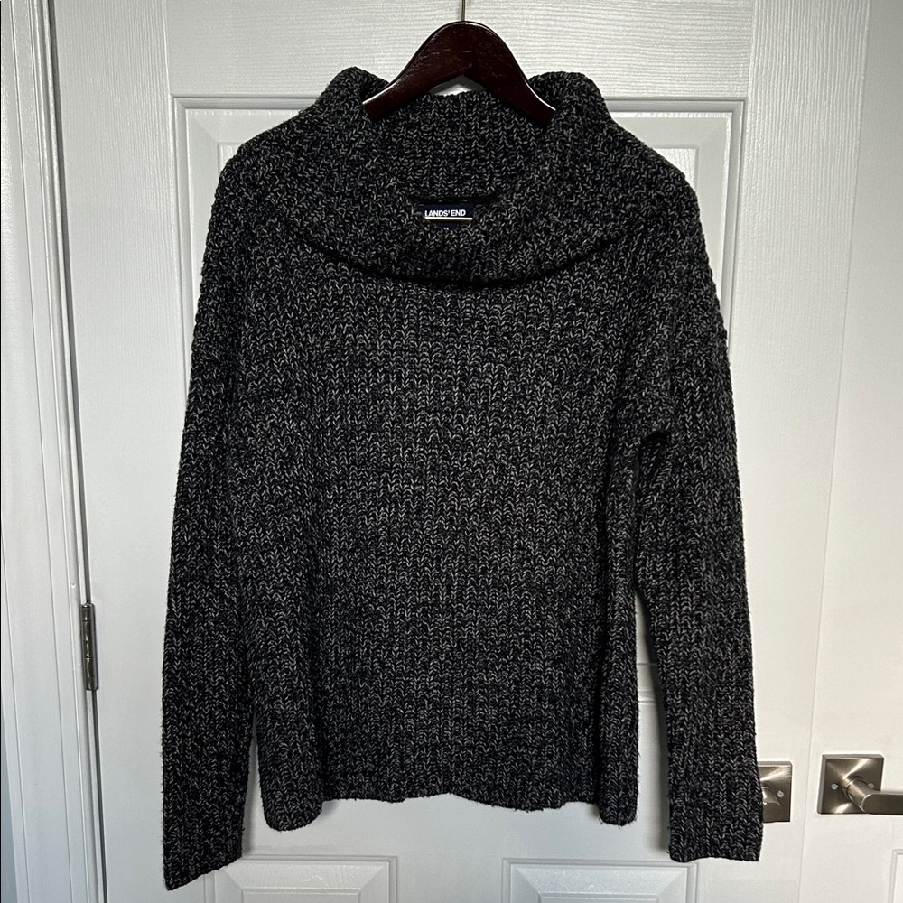 Lands' End Women's Charcoal Cowl Neck Sweater